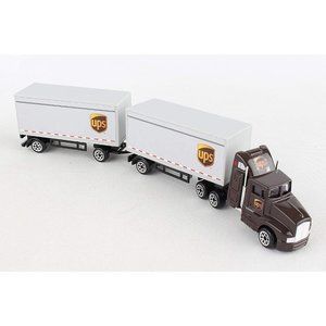 Daron 1/87 HO scale diecast UPS freight 12 wheels truck tractor with 2 trailers